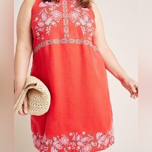 Anthropologie Embroidered Shift Dress Size 14